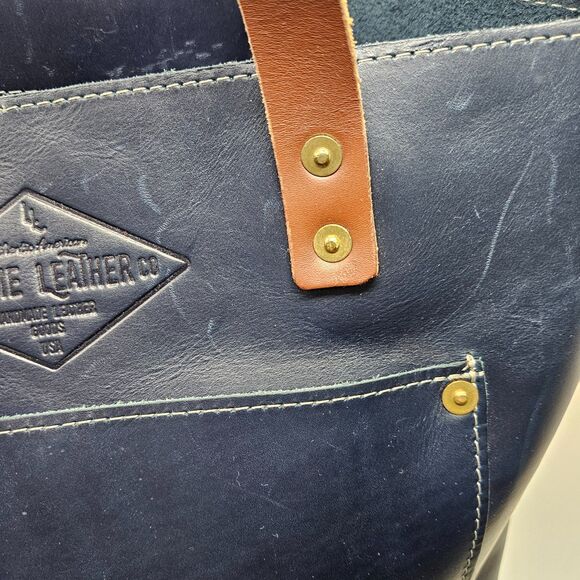 LIFETIME LEATHER Lifetime Tote Bag Navy Blue Minimalist Hand Crafted Durable - Picture 4 of 11